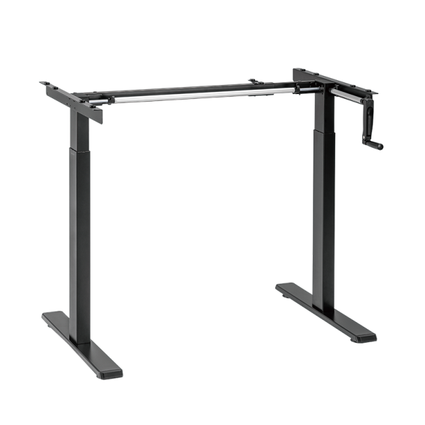 Manually adjustable sit-stand desk frame, 2-part telescopic legs, black