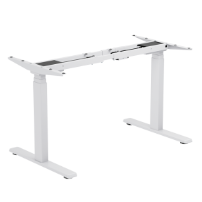 Electrically adjustable desk frame, 3-fold telescopic legs, 2 motors, white