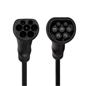 EV charging cable, Type 2, 3-phase, spiral, 32 A, 22 kW, 5 m