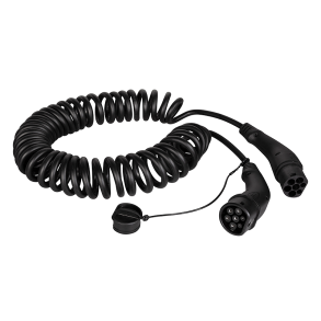EV charging cable, Type 2, 3-phase, spiral, 20 A, 11 kW, 5 m