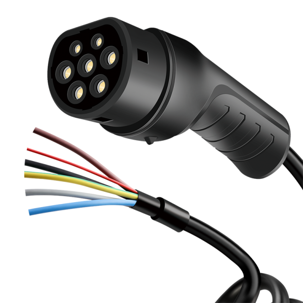 LogiLink EV charging cable, open end, Type 2, 3-phase, spiral, 32 A, 22 kW, 5 m