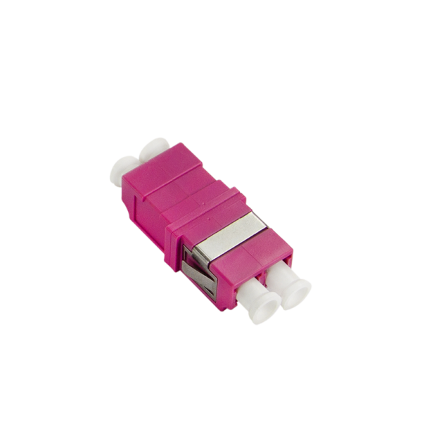 Fibre Adapter LC Duplex Multimode, without flange, violet