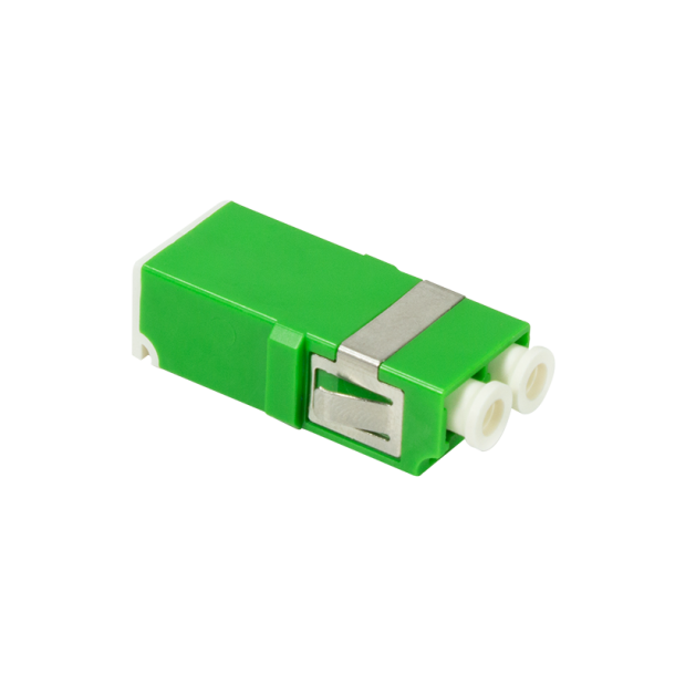 Fibre optic LC/APC to LC/APC duplex coupler, without flange, with laser protection