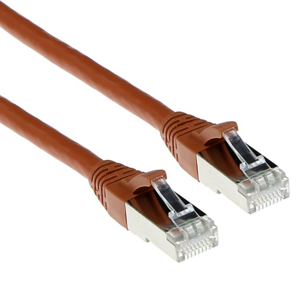 ACT Brown 0.50 meter SFTP CAT6A patch cable snagless with RJ45 connectors