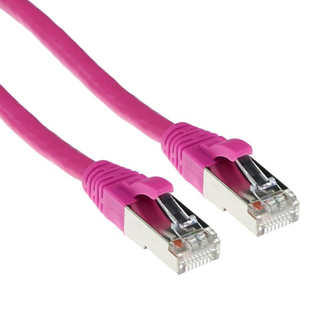 ACT Pink 0.50 meter SFTP CAT6A patch cable snagless with RJ45 connectors