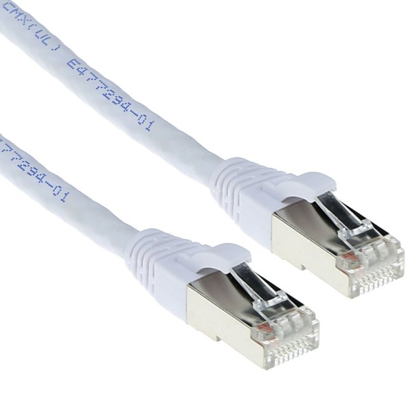 ACT White 0.5 meter SFTP CAT6A patch cable snagless with RJ45 connectors