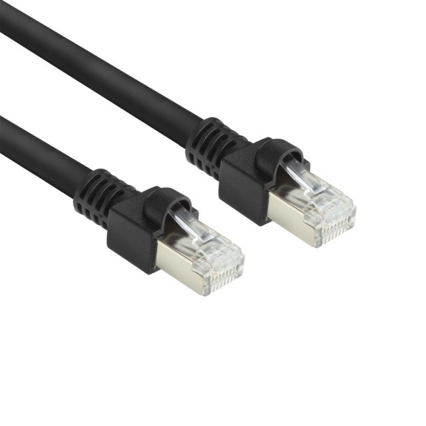 ACT Black 1 meter S/FTP CAT7 PUR flex patch cable snagless with RJ45 connectors (CAT6A compliant)