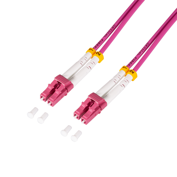 LogiLink Steel armored fiber patch cable OM4, Duplex LC/UPC - LC/UPC,  1.0 m