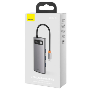 BASEUS HUB 6IN1 METAL GLEAM SERIES CAHUB-CW0G, USB-C TIL 3X USB 3.0 + HDMI + USB-C PD + ETHERNET RJ45