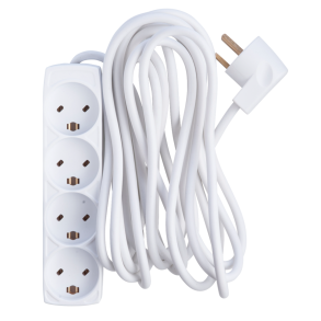 E-LINE 4-STIKDSE EDB VINKELSTIK MED JORD 5M HVID