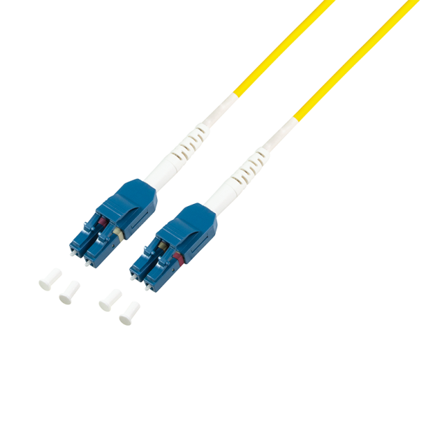 Fiber duplex patch cable, OS2, 9/125µ, Uniboot LC-LC, yellow, 0.5 m