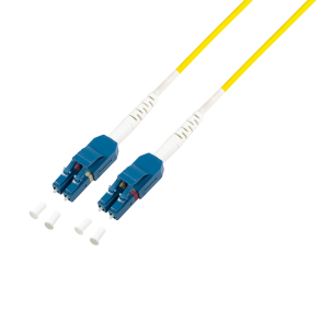 Fiber duplex patch cable, OS2, 9/125µ, Uniboot LC-LC, yellow, 15 m