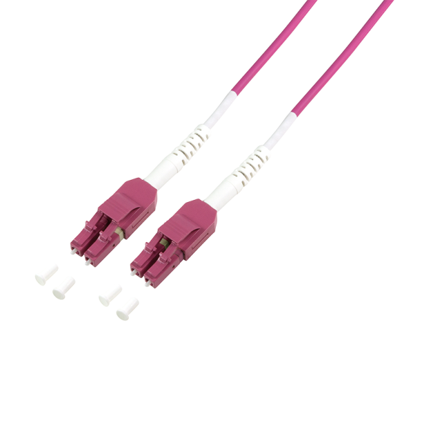 Fiber duplex patch cable, OM4, 50/125µ, Uniboot LC-LC, erika violet, 2 m