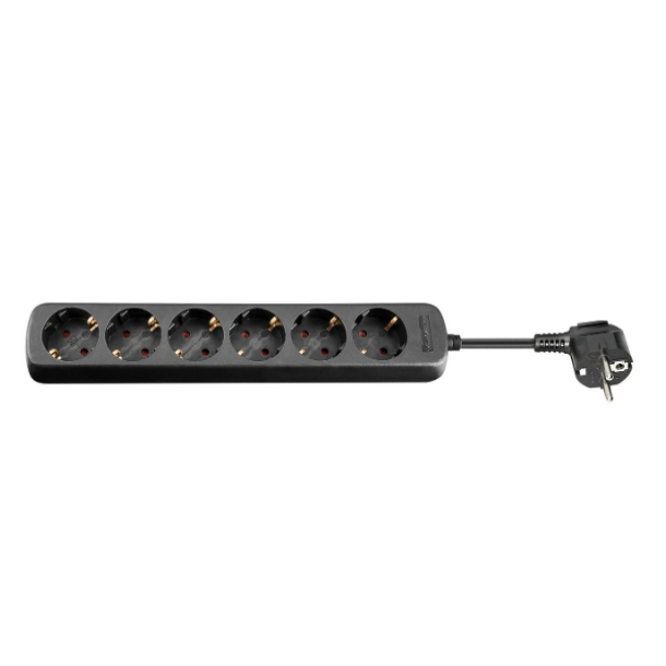 Goobay Schuko 6-Way Power Strip, 5 m, black