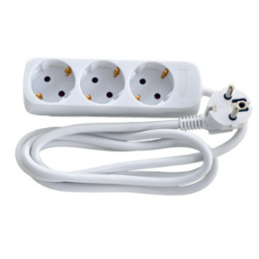 E-Line Schuko Stikdse 3-Vejs - 3 M kabel - Hvid