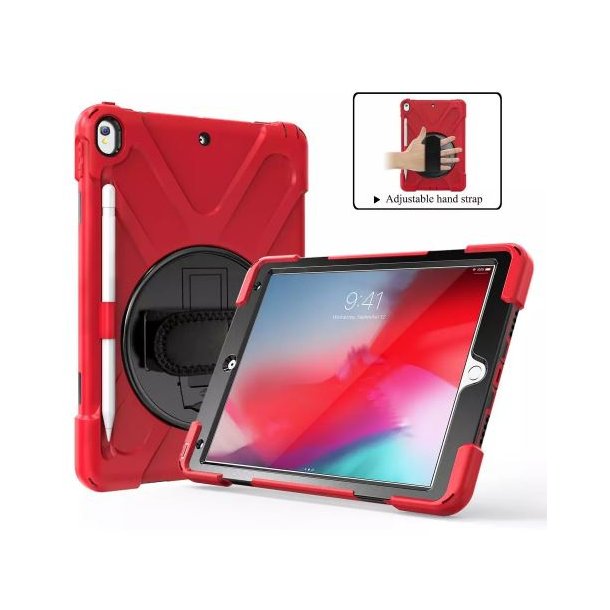 iPad Air 10,5 (2019) Hndvrker Cover m. 360? Stfunktion & Hndholder - Rd