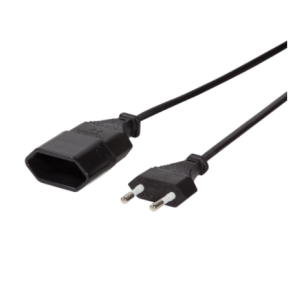 Power cord extension, Euro male to Euro female, 3m, black