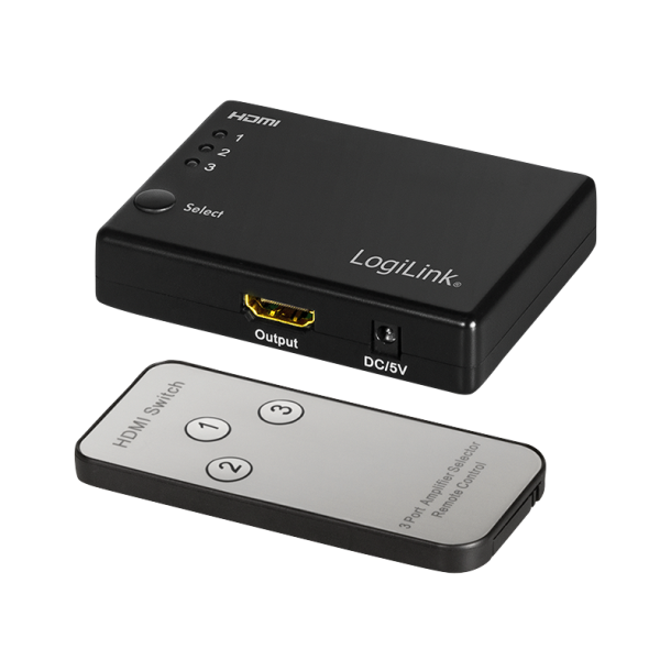 HDMI switch, 3x1-Port, 1080p/60 Hz, HDCP, CEC, RC