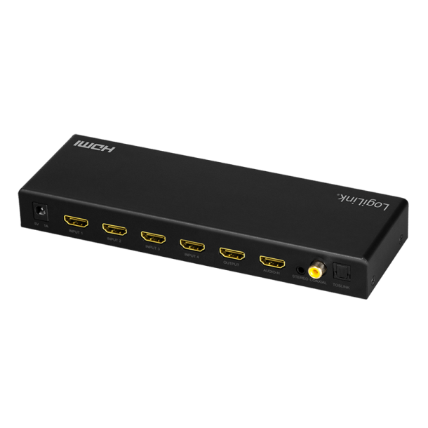 HDMI switch, 4x1-Port, 4K/60 Hz, HDCP, HDR, ARC, audio extract, RC