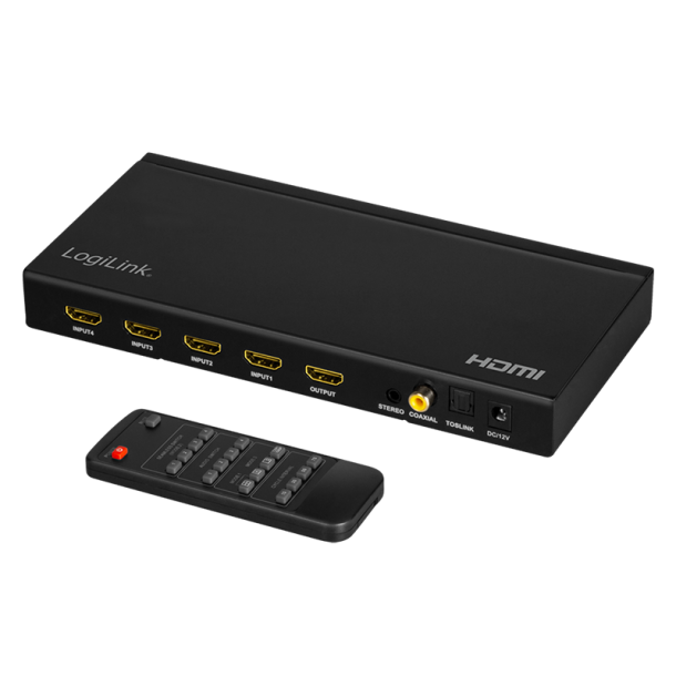 HDMI switch, 4x1-Port, multiviewer, 1080p/60 Hz, scaler, seamless, RC