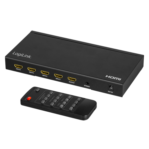 HDMI switch, 4x1-Port, multiviewer, 4K/30 Hz, scaler, seamless, RC