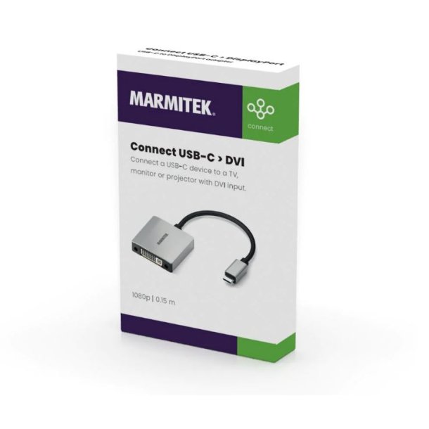 Marmitek USB-C to DVI - Up to 1920 x 1080 at 60 Hz.