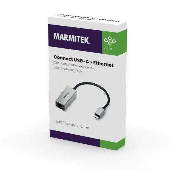 Marmitek USB-C to Ethernet adapter. USB version 3.1. compatibel.