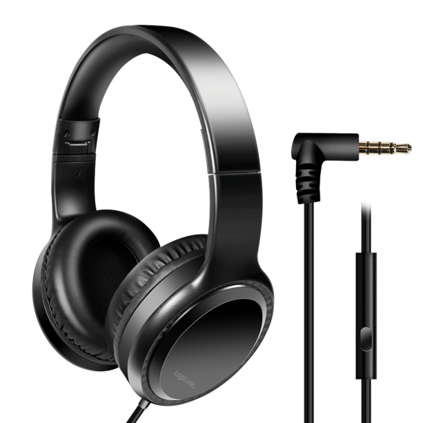 LogiLink Stereo headset with microphone, 3.5 mm headphone jack, black