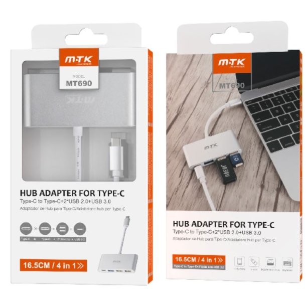 MTK Adapter USB-C til USB-C, 2 x USB 2.0 & USB 3.0