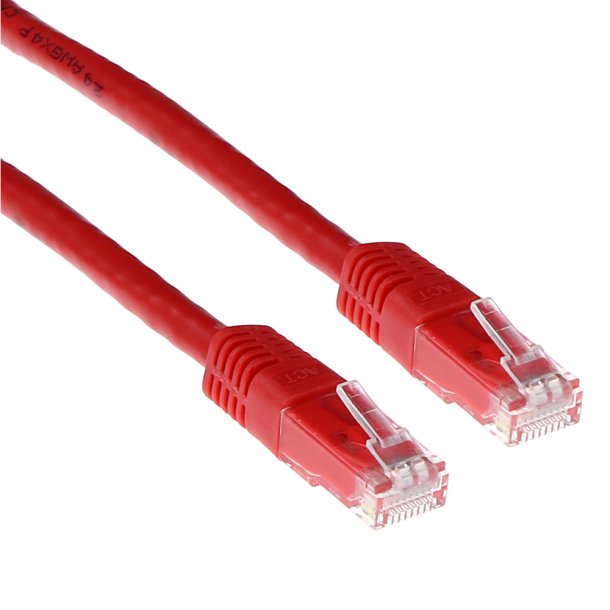 ACT Red 1 meter LSZH U/UTP CAT6A patch cable with RJ45 connectors