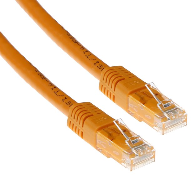 ACT Orange 0.5 meter U/UTP CAT6 patch cable with RJ45 connectors