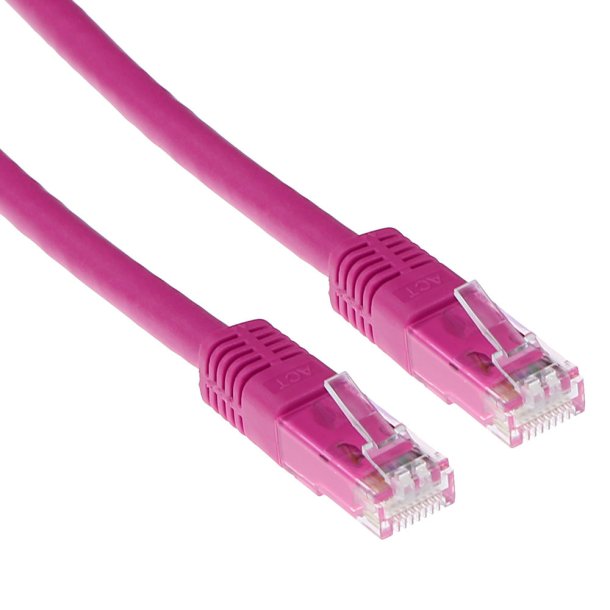 ACT Pink 0.5 meter U/UTP CAT6 patch cable with RJ45 connectors