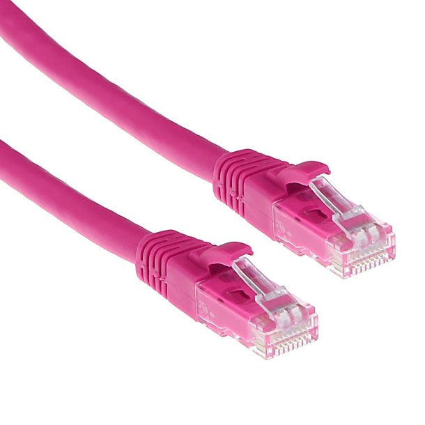 ACT Pink 0.5 meter U/UTP CAT6A patch cable snagless with RJ45 connectors