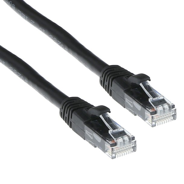 ACT Black 2 meter U/UTP CAT6A patch cable snagless with RJ45 connectors