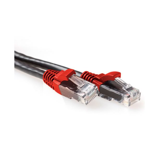 ACT Black 0.5 meter U/UTP CAT6A patch cable cross with RJ45 connectors