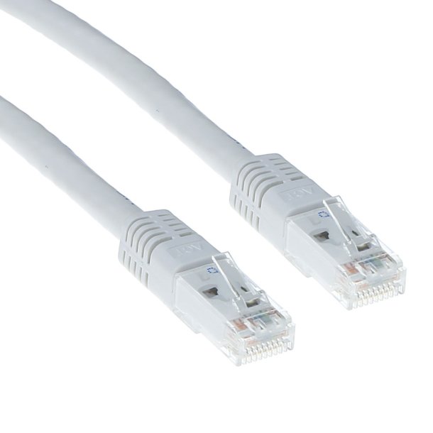 ACT White 0.5 meter U/UTP CAT6A patch cable with RJ45 connectors