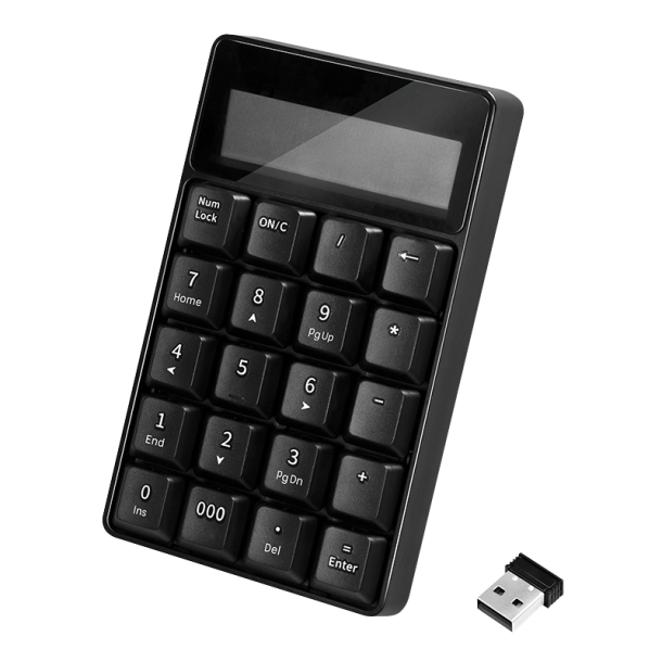 Wireless keypad with calculator, 2.4 GHz, black