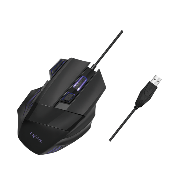 Ergonomic USB gaming mouse, 2400 dpi, black