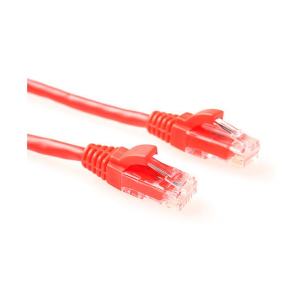 ACT Red 0.5 meter U/UTP CAT6 patch cable component level with RJ45 connectors