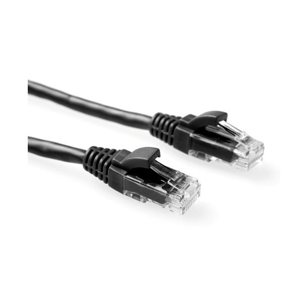 ACT Black 0.5 meter U/UTP CAT6 patch cable component level with RJ45 connectors