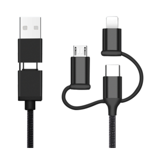 Multi ladekabel - USB-C / USB 2.0 til micro USB / USB-C & Lightning