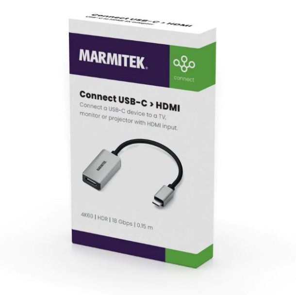 Marmitek USB-C to HDMI adapter - 18 Gbps, Up to Ultra HD 4K60 resolution (3840 x 2160/60Hz)