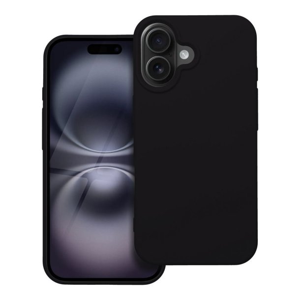 Sort bagcover til iPhone 16 Plus