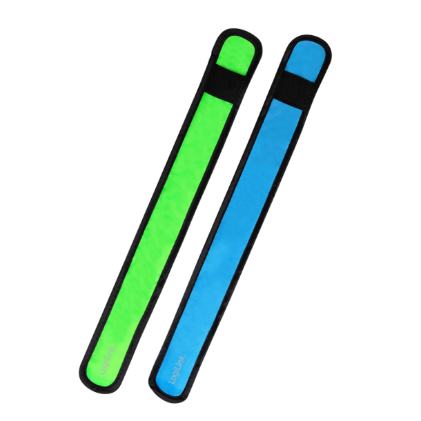 LogiLink LED snap bracelet, 2 pieces, blue & green, nylon