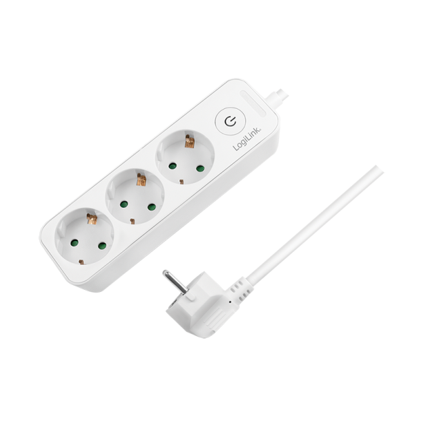 Socket outlet 3-way + switch, 3x CEE 7/3, 1.5 m, white