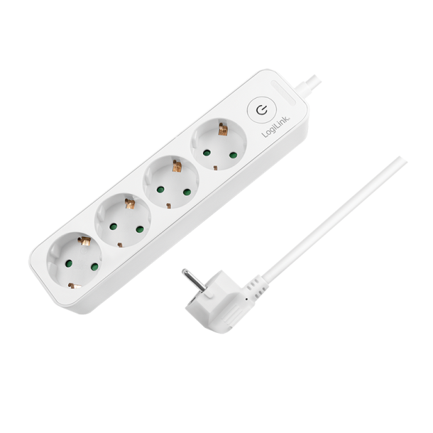 Socket outlet 4-way + switch, 4x CEE 7/3, 1.5 m, white