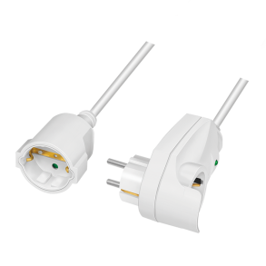 Power extension cable 1-way, 1x CEE 7/3 + 1 pass-through plug, 3 m