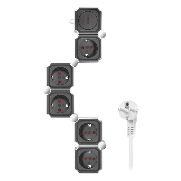 Socket outlet 5-way, 5x CEE 7/3, flexible, 1.5 m