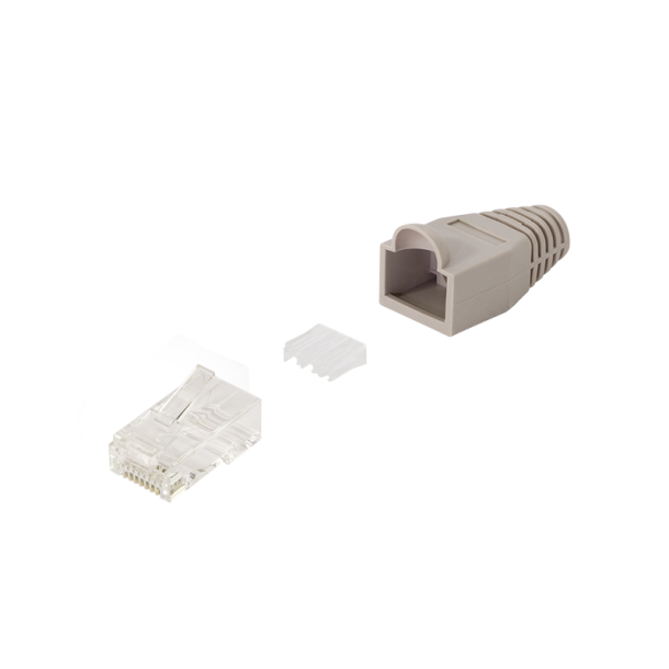 RJ45 modular plug Cat.6A UTP, with boot and guide plate, 100 each