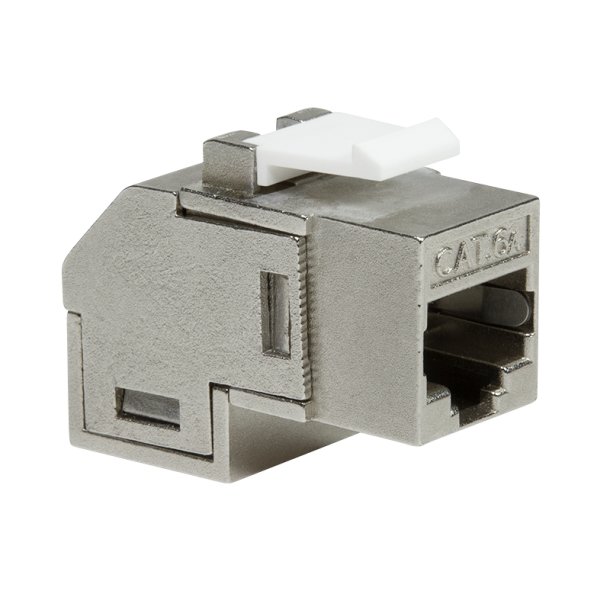 Cat.6A Keystone Inline Coupler STP, 90° angled, metal housing